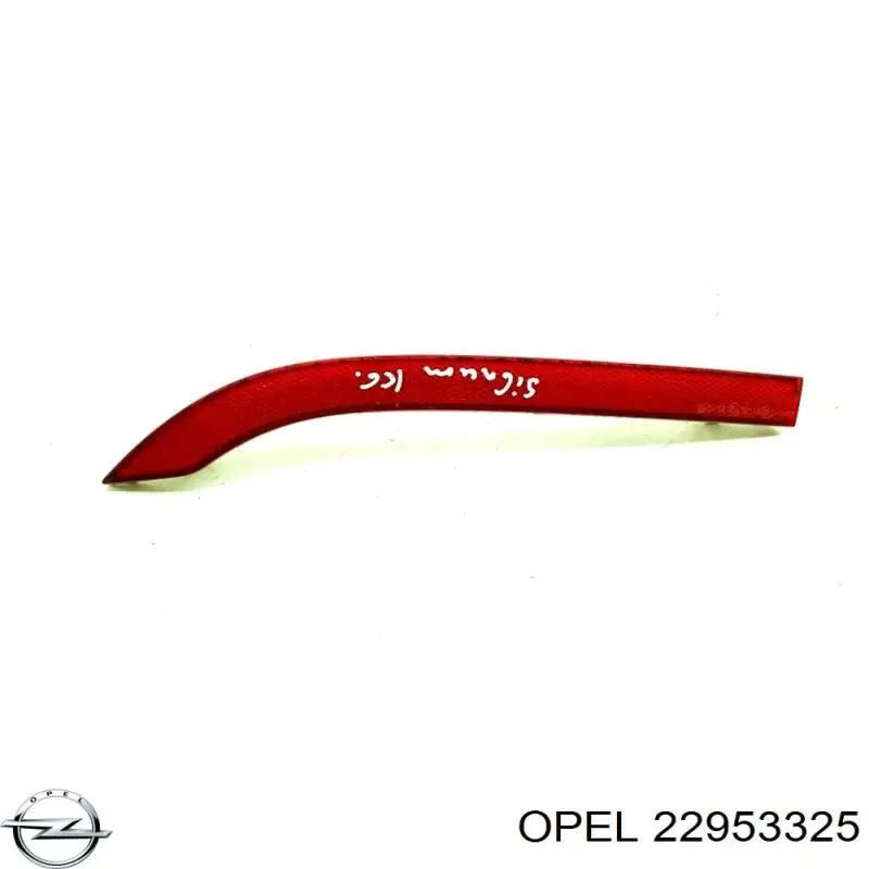 22953325 Opel retrorrefletor (refletor do pára-choque traseiro esquerdo)