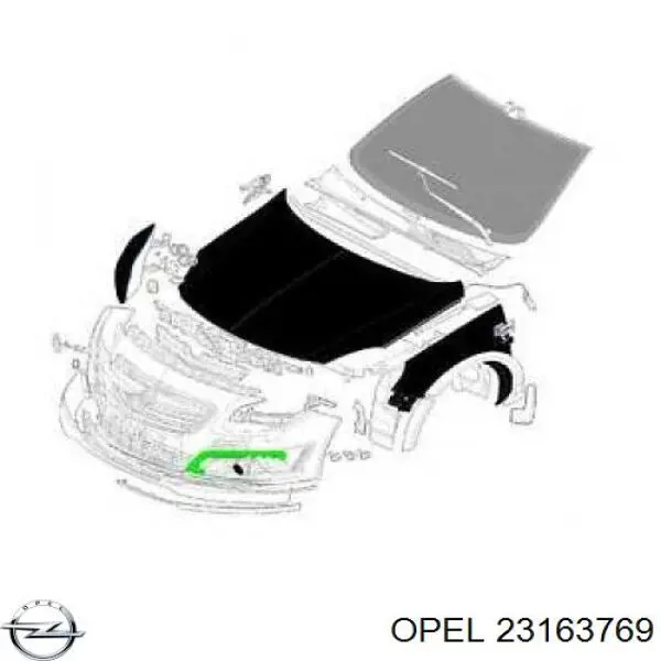 23163769 Opel grelha direita do pára-choque dianteiro