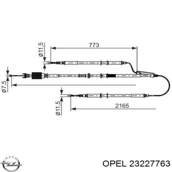 23227763 Opel cabo traseiro direito/esquerdo do freio de estacionamento