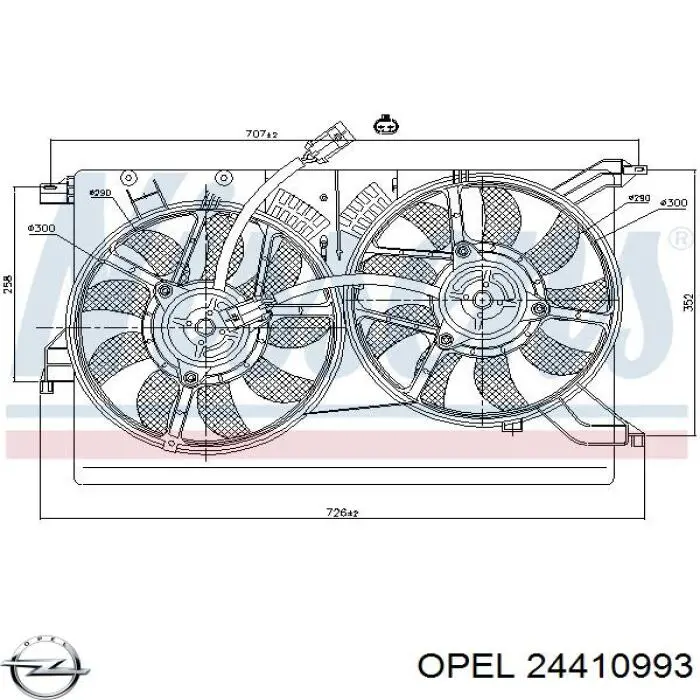 Купить 24410993 Opel Диффузор вентилятора в сборе с мотором и крыльчаткой