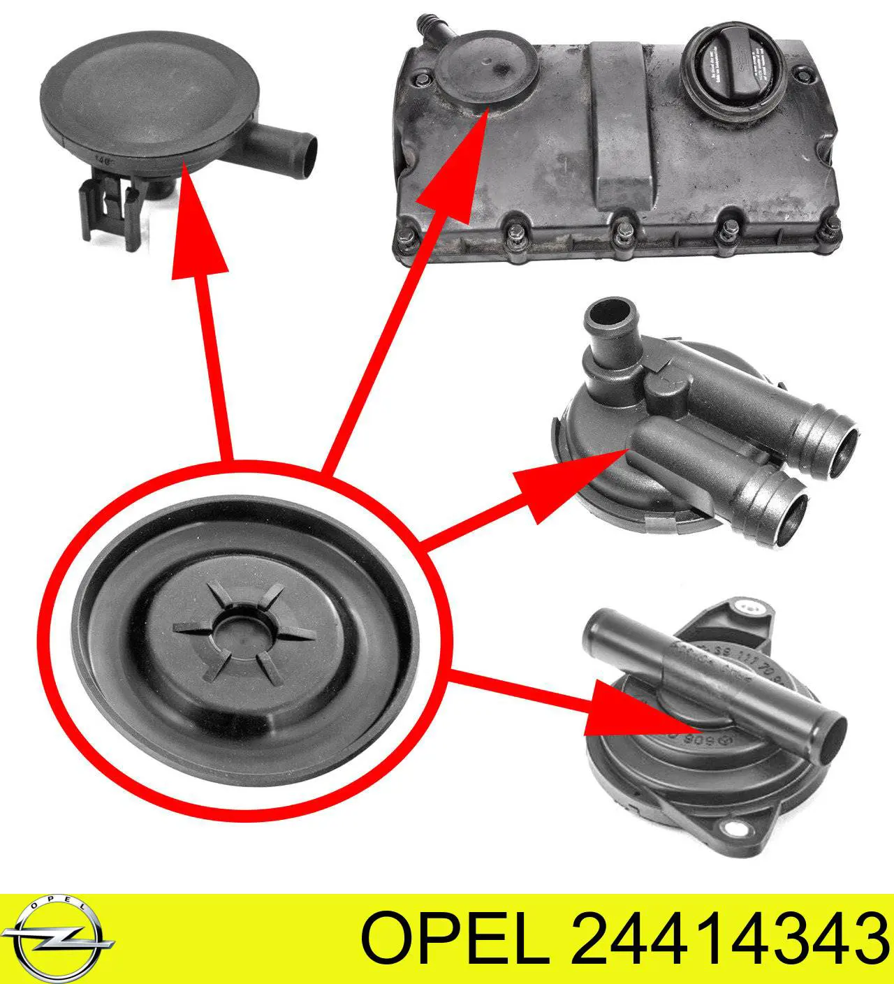 24414343 Opel клапан pcv вентиляции картерных газов