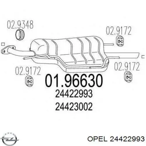 Глушитель задний 24422993 Opel