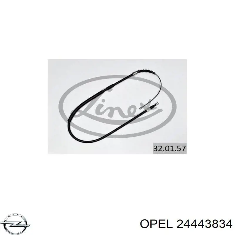 Купить 24443834 Opel Трос стояночного тормоза задний левый