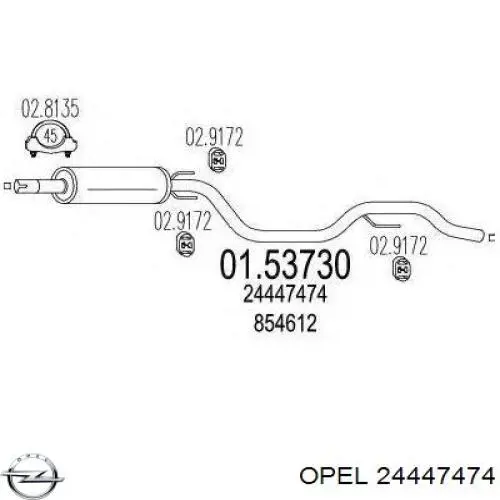 Глушитель, центральная часть 24447474 Opel