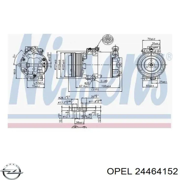Компрессор системы кондиционирования Opel 24464152 цена, от 123.59 USD