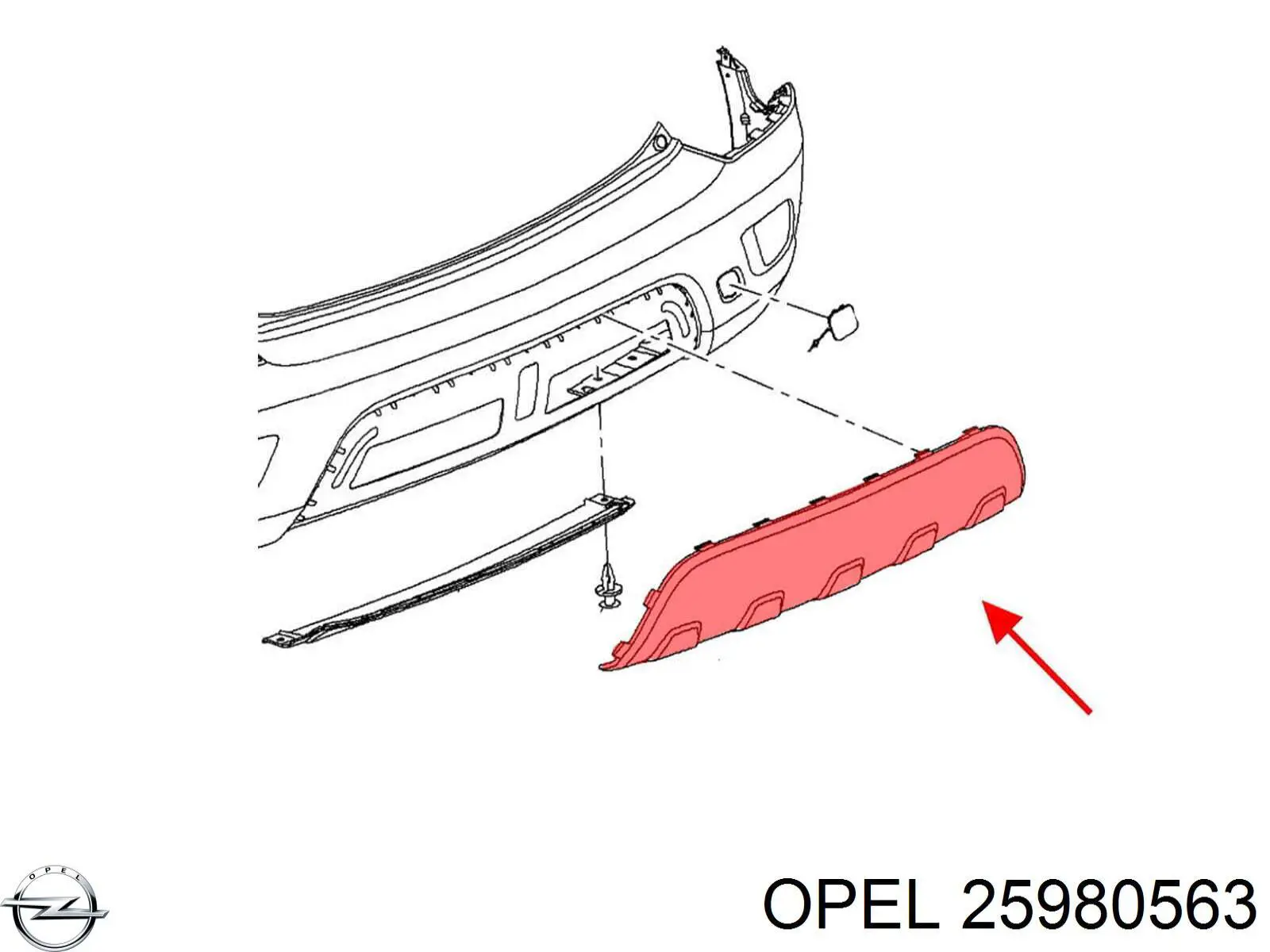 Спойлер заднего бампера 25980563 Opel