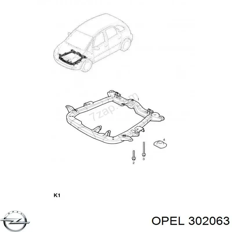 302063 Opel балка передней подвески (подрамник)