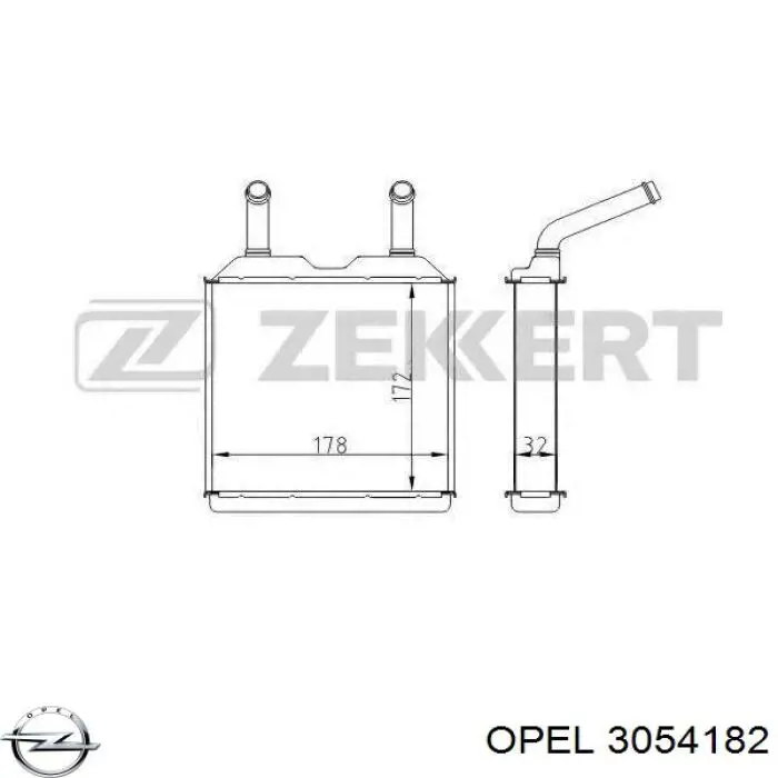 3054182 Opel Радиатор отопителя салона
