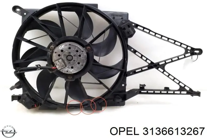3136613267 Opel Диффузор радиатора охлаждения в сборе с мотором