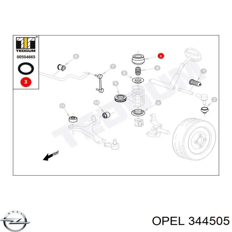 Подшипник опоры амортизатора Opel 344505