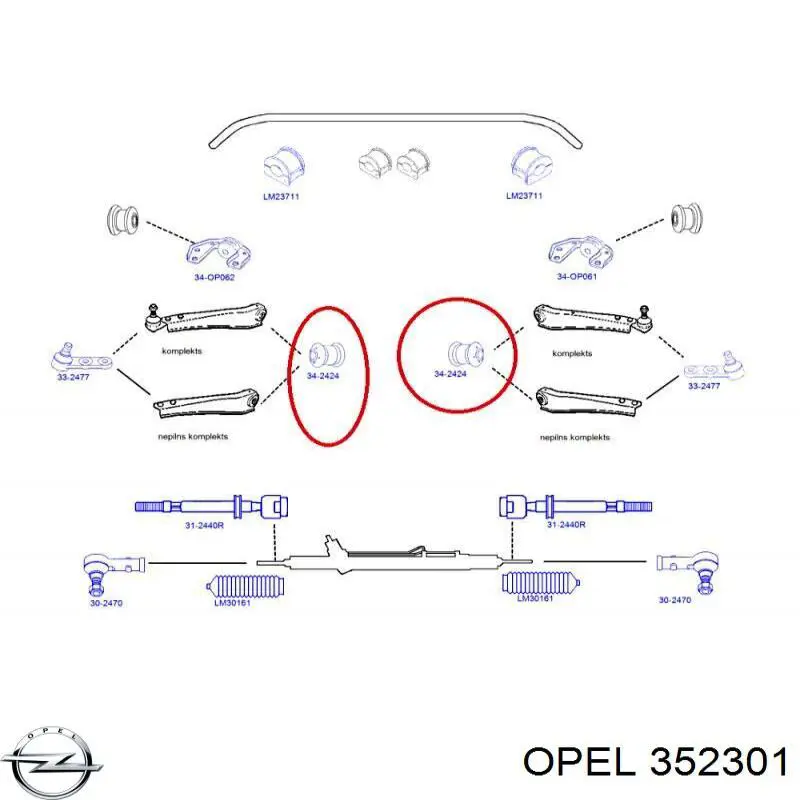 Сайлентблок переднего рычага 352301 Opel