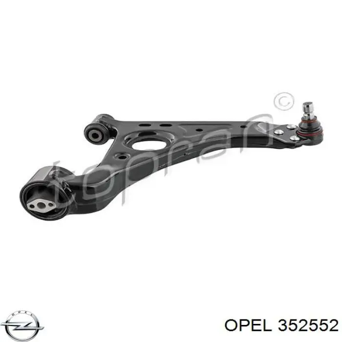 352552 Opel braço oscilante inferior direito de suspensão dianteira