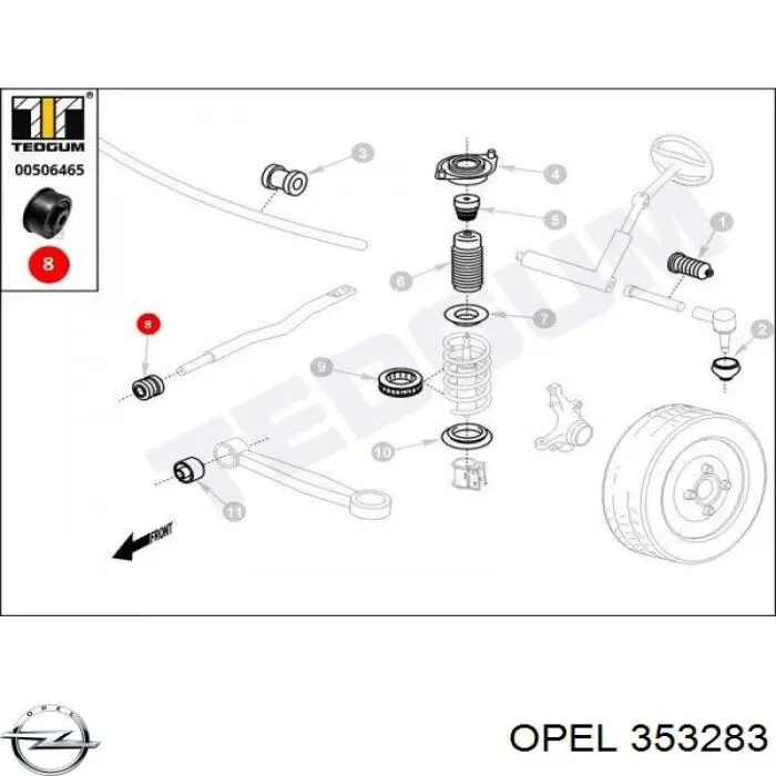 Сайлентблок стабилизатора переднего 353283 Opel