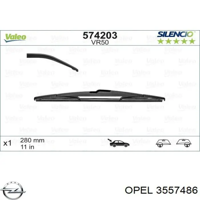 Купить 3557486 Opel Дворник стеклоочистителя задний