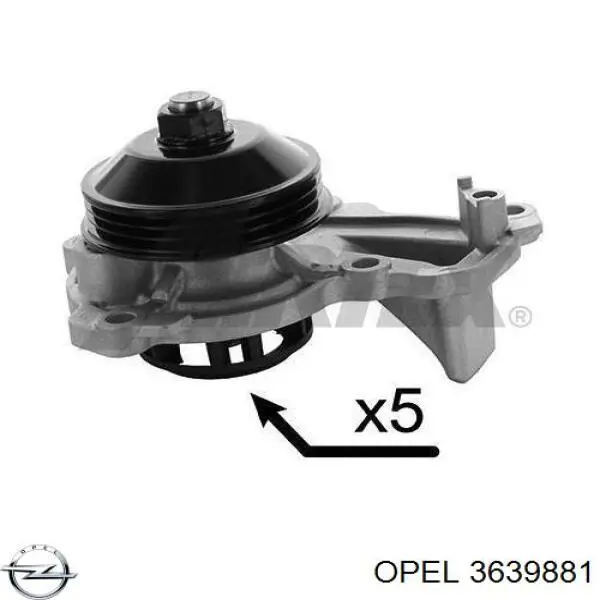 3639881 Opel bomba de água (bomba de esfriamento)