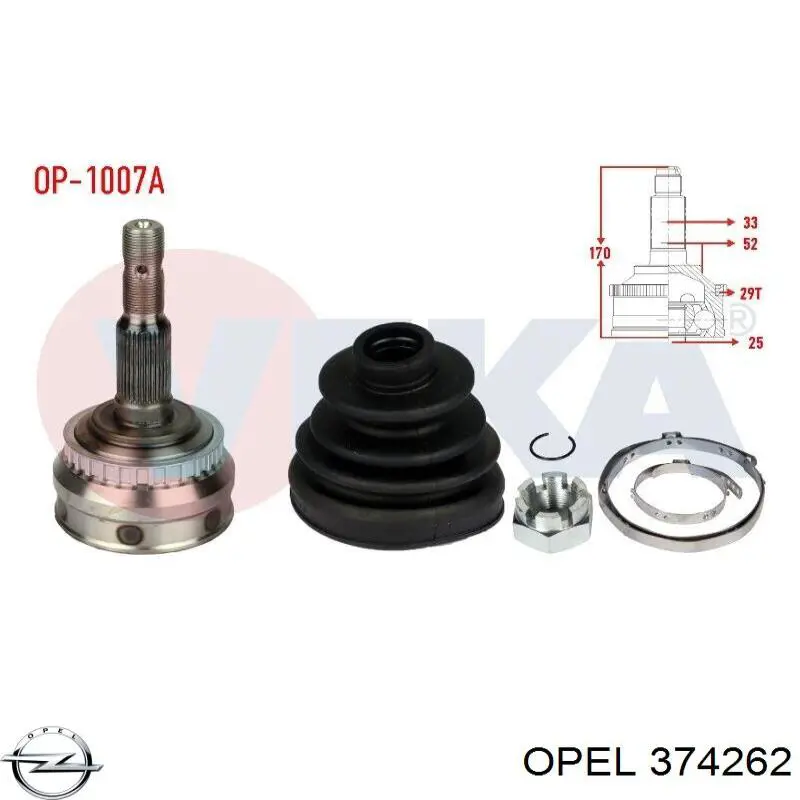 374262 Opel шрус наружный передний