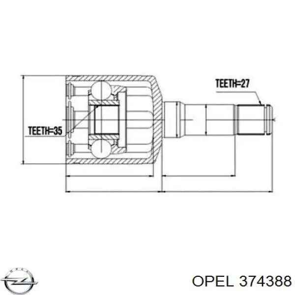 Шарнир угловых скоростей внутренний передний Opel 374388 цена, от 38.68 USD