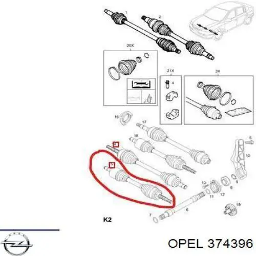 Левая полуось 374396 Opel