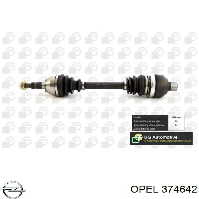 374642 Opel semieixo (acionador dianteiro direito)