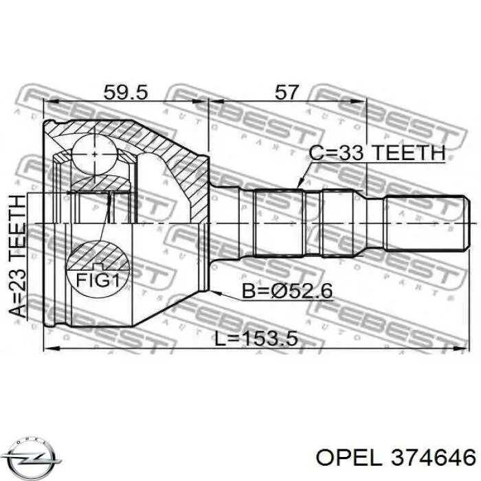 ШРУС наружный передний 374646 Opel