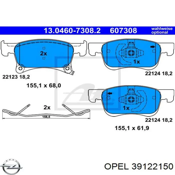 Колодки Opel 39122150 цена, от 36.46 USD