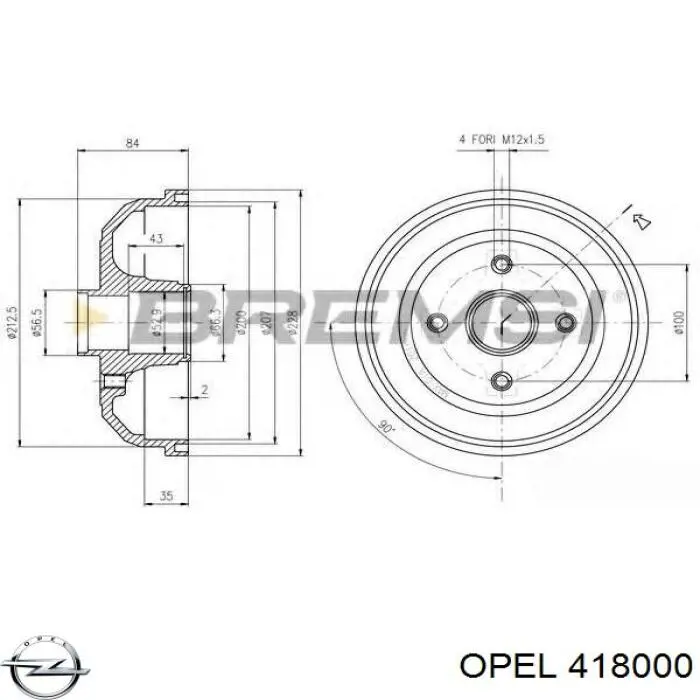 Барабан тормозной задний Opel 418000 цена, от 28.75 USD