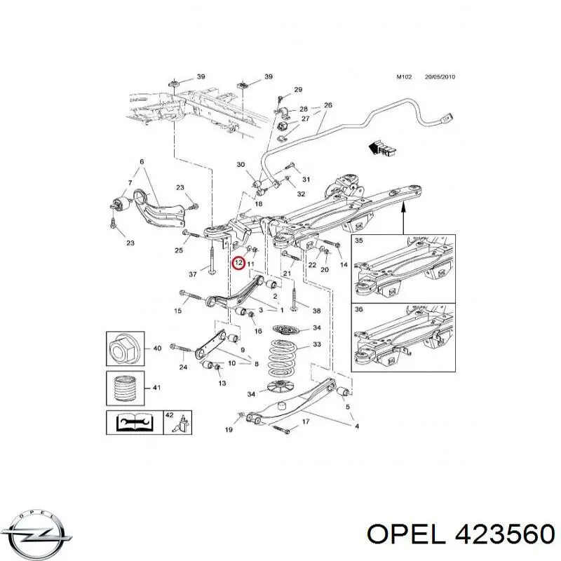 Шайба болта крепления заднего нижнего рычага, внутренняя 423560 Opel