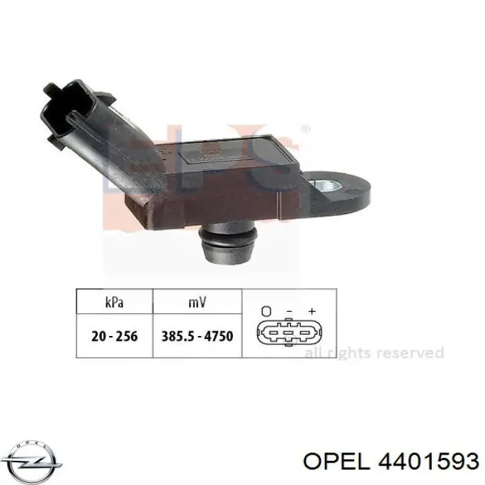 4401593 Opel датчик давления во впускном коллекторе, map