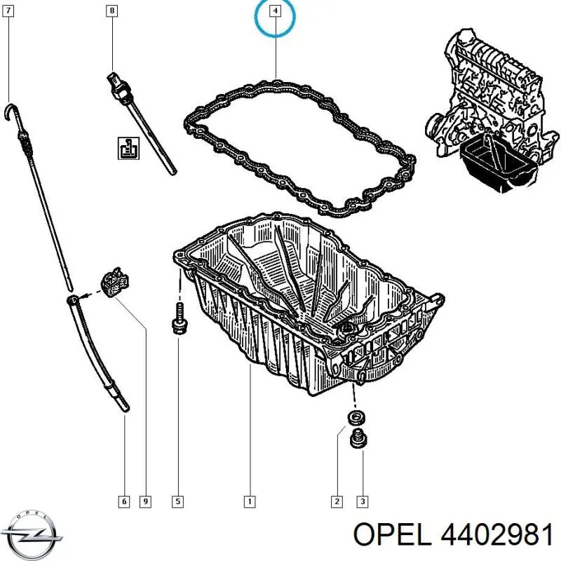 Купить 4402981 Opel Прокладка поддона картера