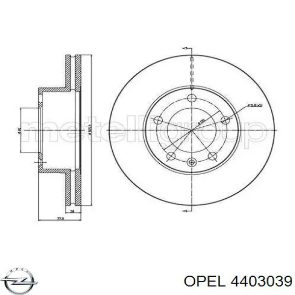 Передние тормозные диски 4403039 Opel