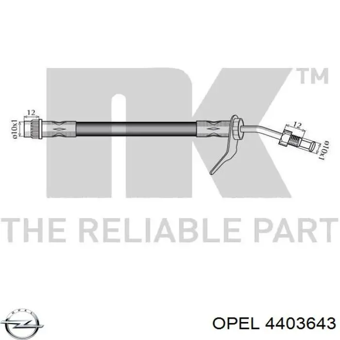 Шланг тормозной передний Opel 4403643 цена, от 7.97 USD