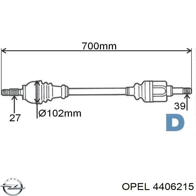 4406215 Opel semieixo (acionador dianteiro esquerdo)