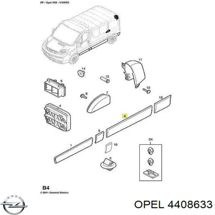 4408633 Opel placa sobreposta do pára-lama traseiro esquerdo