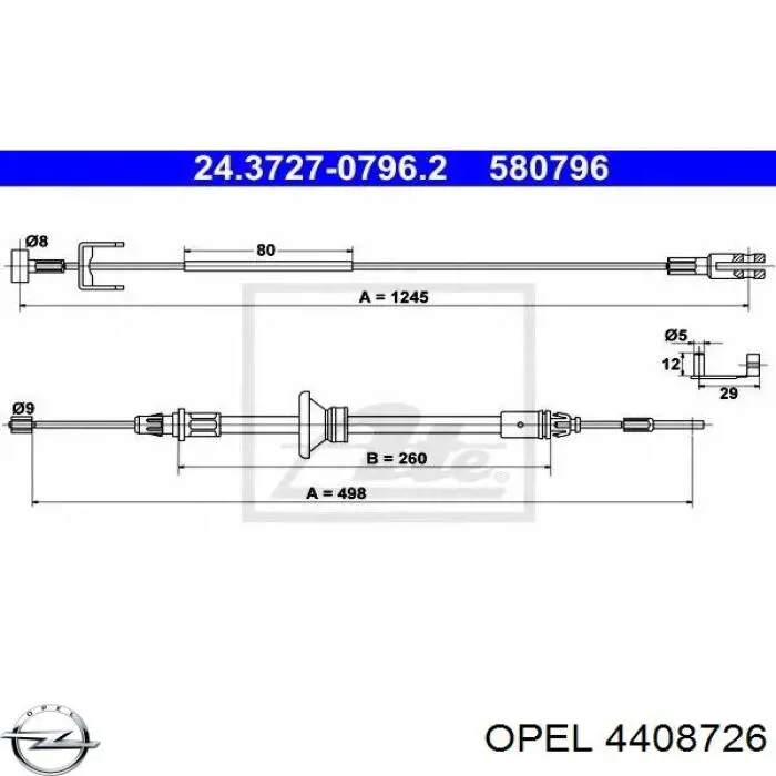 Трос ручного тормоза передний Opel 4408726 цена, от 6.47 USD
