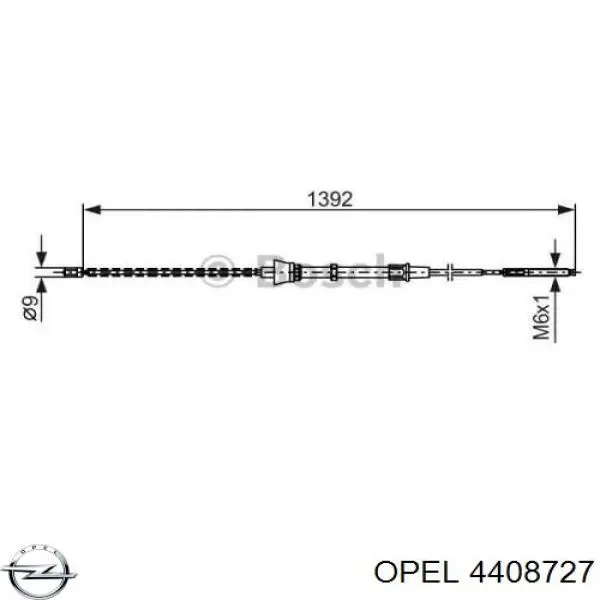 Трос ручника задний правый Opel 4408727