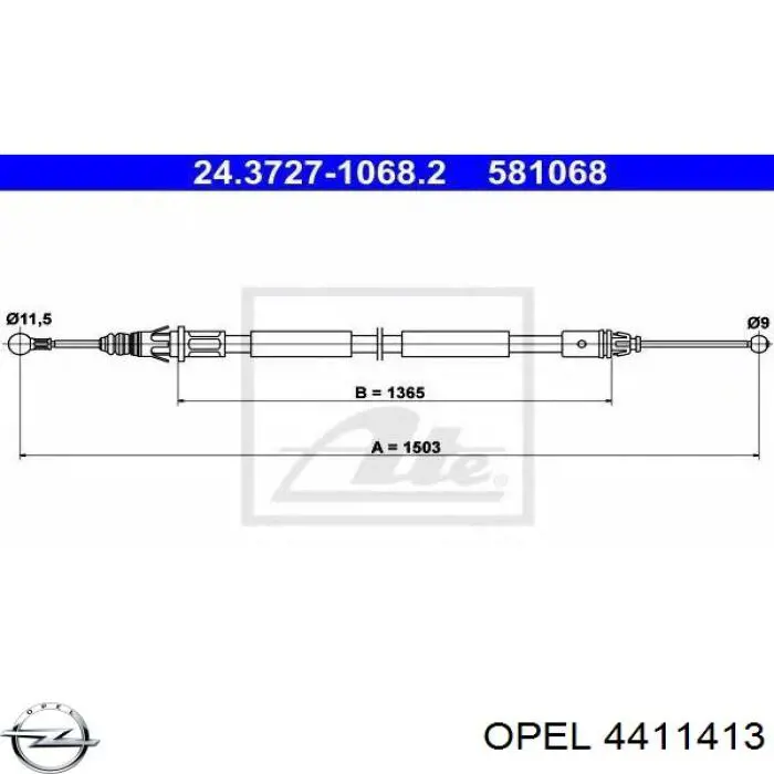 Трос ручного тормоза задний Opel 4411413 цена, от 8.04 USD