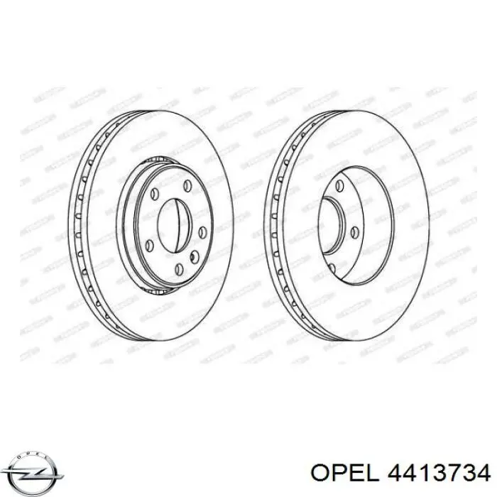 Передние тормозные диски 4413734 Opel