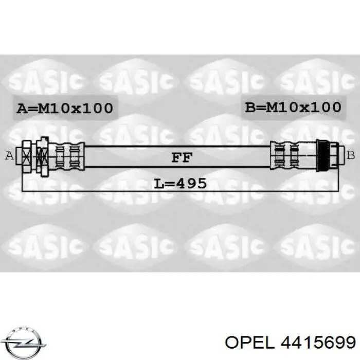 Шланг тормозной задний, правый Opel 4415699 цена, от 9.31 USD