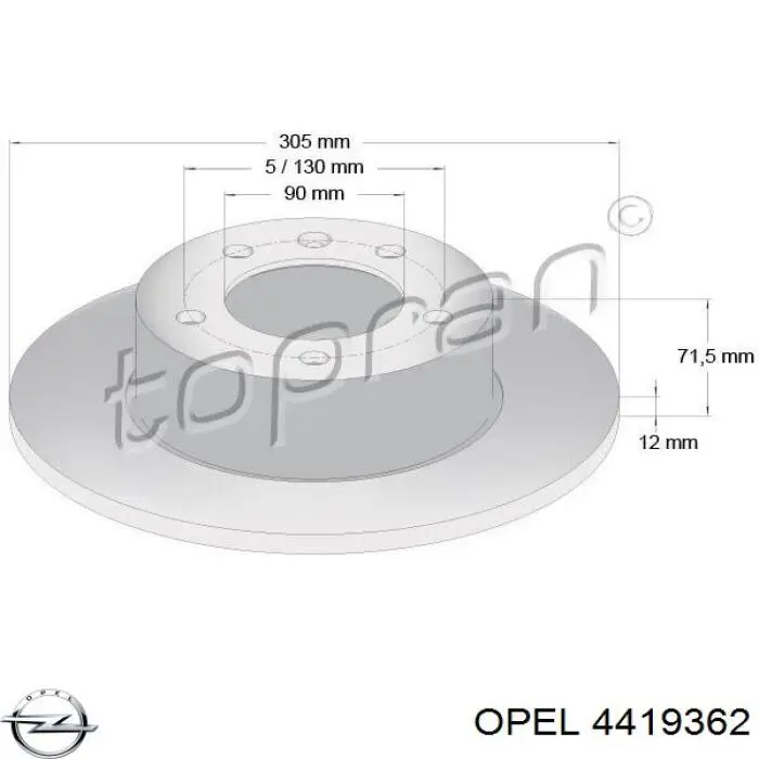 Тормозные диски 4419362 Opel