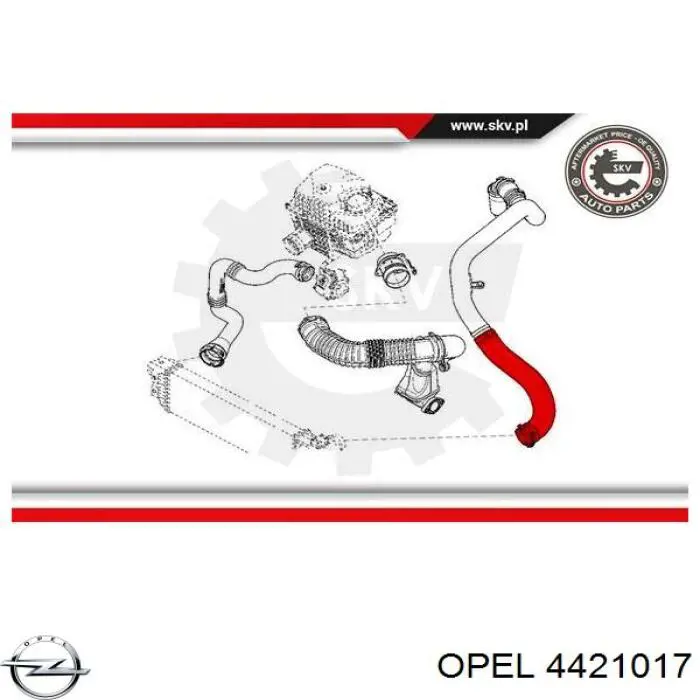 Шланг/патрубок интеркуллера Opel 4421017 цена, от 43.20 USD