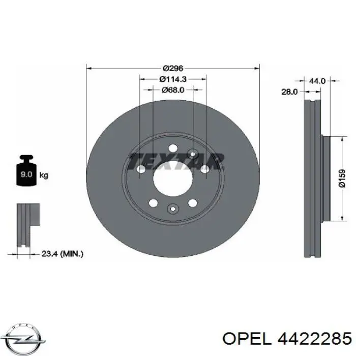 Тормоз дисковый передний Opel 4422285 цена, от 66.15 USD
