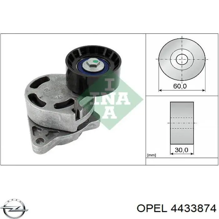 Роликовий модуль натяжителя ремня Opel 4433874 цена, от 35.77 USD