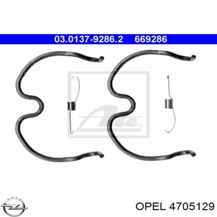 Ремкомплект задних тормозов 4705129 Opel