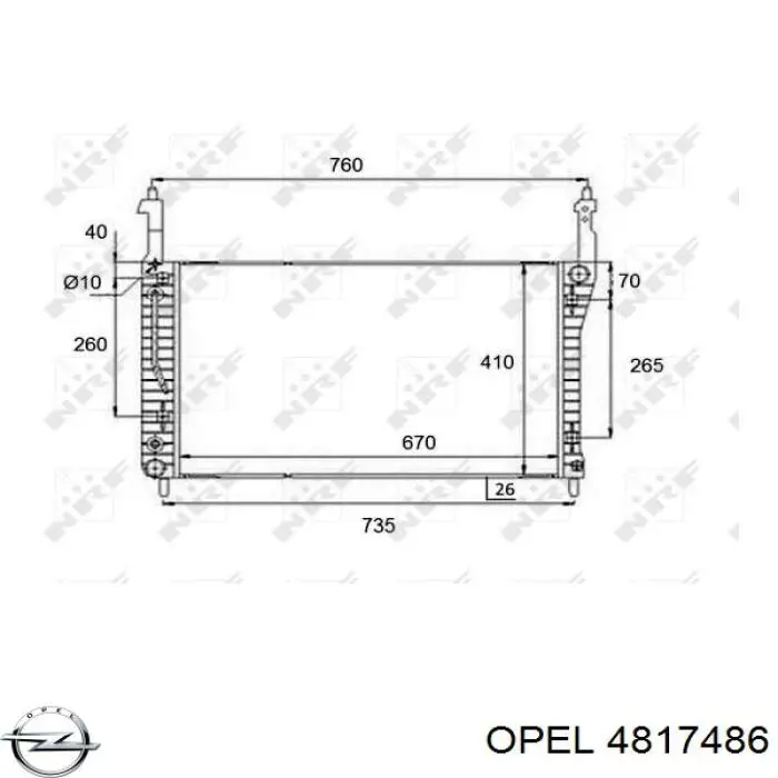 4817486 Opel radiador de esfriamento de motor