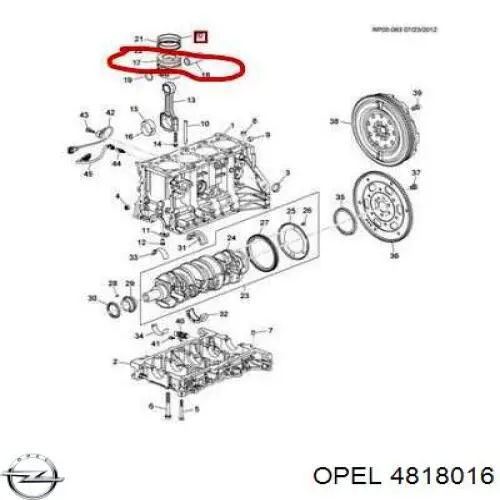 4818016 Opel Комплект поршневых колец, STD