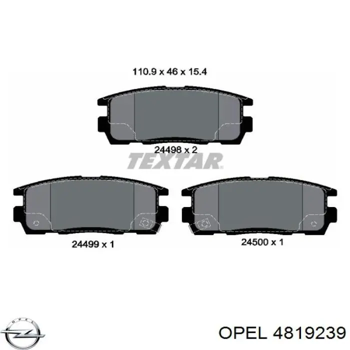 Колодки дисковые  Opel 4819239 цена, от 18.27 USD