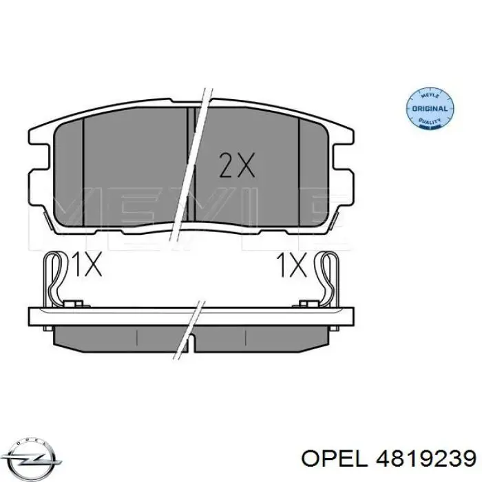 Купить 4819239 Opel Колодки тормозные задние, дисковые
