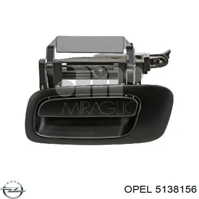 5138156 Opel maçaneta externa esquerda da porta traseira