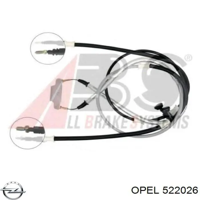 522026 Opel трос ручного тормоза задний правый/левый