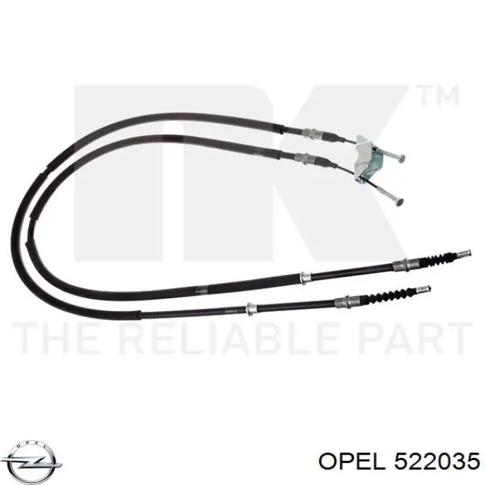 522035 Opel трос ручного тормоза задний правый/левый